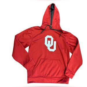 OU University of Oklahoma Adult Medium Red Polyester Hoodie with Logo